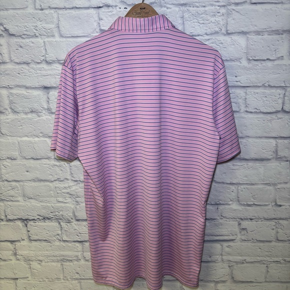 Holderness & Bourne Mens Tailored Fit Striped Golf Polo Shirt Pink Blue Size L - Picture 7 of 12